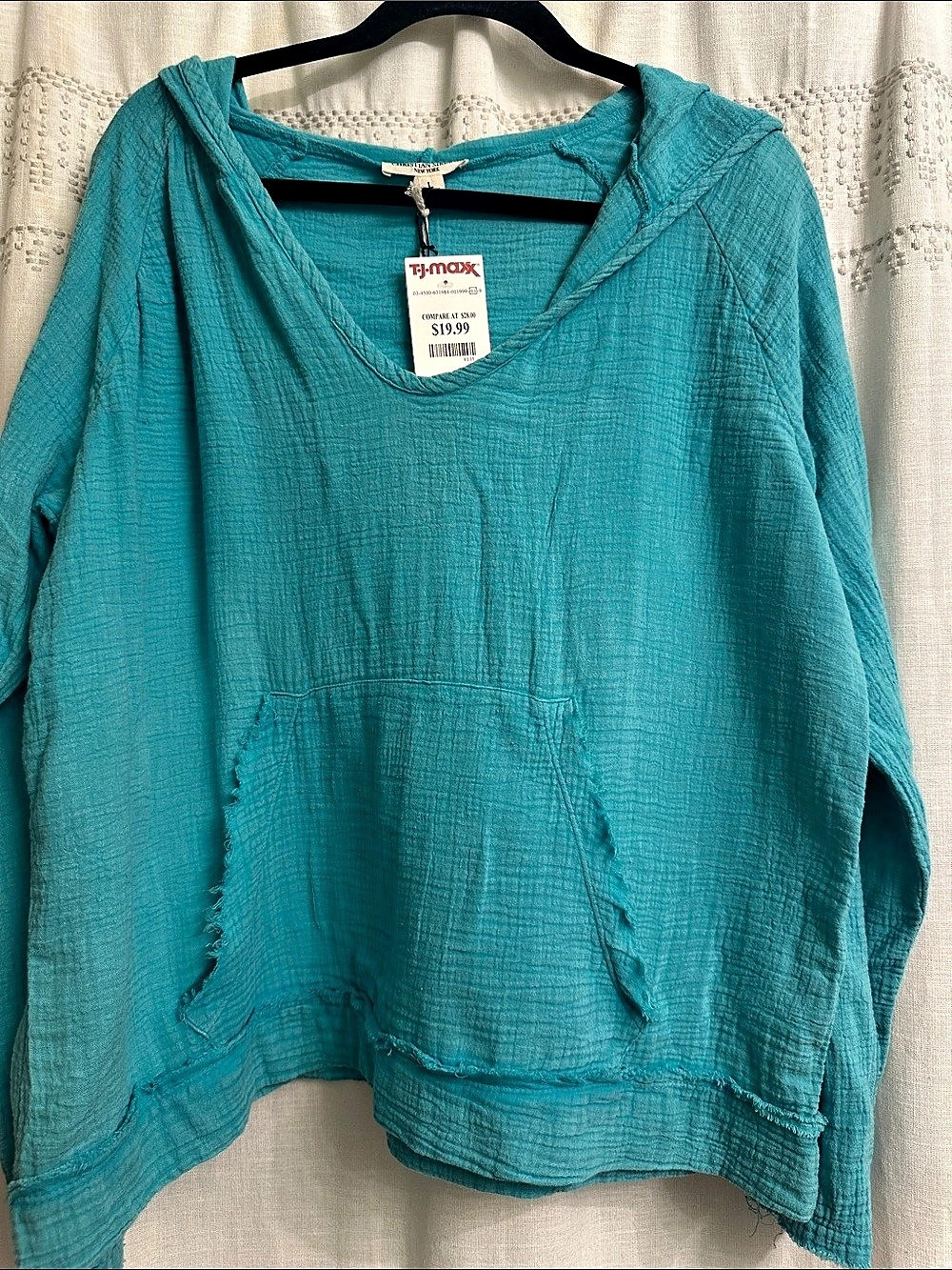 Christian Siriano Hoodie in Turquoise Size Large NWT
